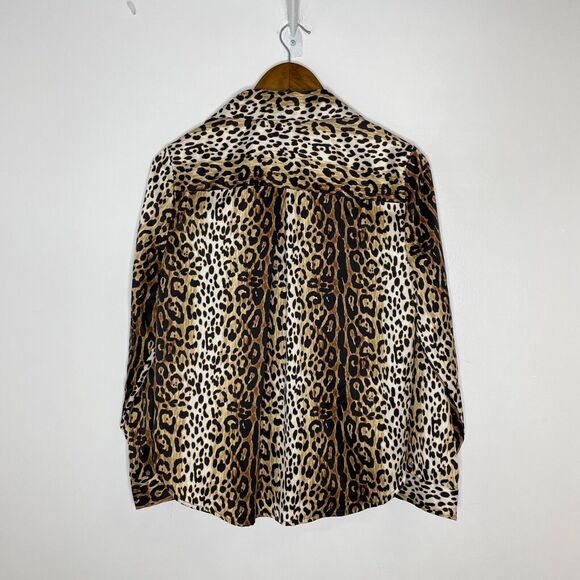 Betsey Johnson Cheetah Print Brown Silky Shirt Blouse Size Small Women’s - Picture 13 of 13